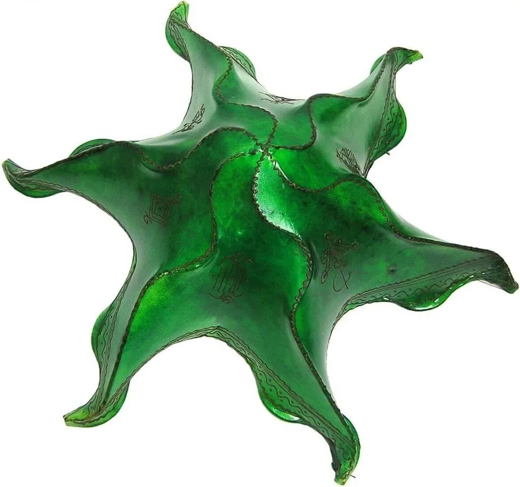 Plafoniera Orientale STERN Berber 63 cm Verde - Lampada Etnica in Pelle