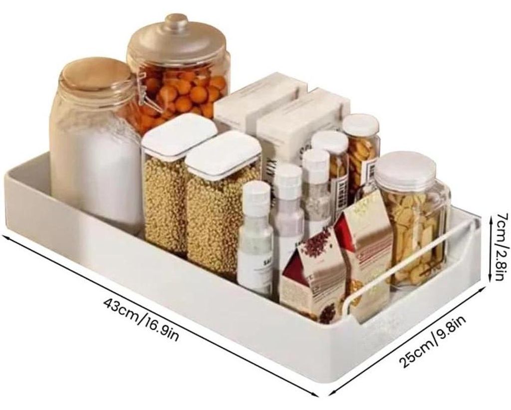 Ausziehbare Küchenschrankablage - Schrank-Organizer - Dämpfungsschiene Soft-Close - Leiser Lauf - Robuste Ausführung - 25 cm - Weiß
