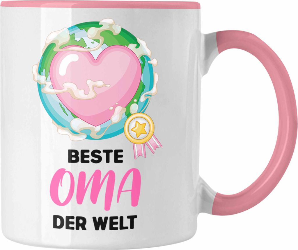 Trendation - Beste Oma Der Welt Geschenk Tasse Kaffeetasse Spruch Lustig von Enkel zum Geburtstag Weihnachten (Rosa)