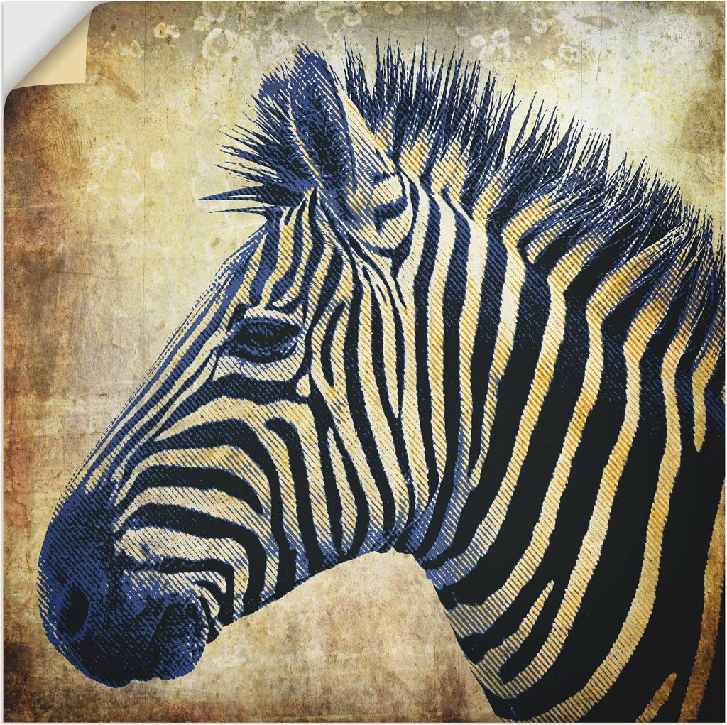 ARTland Wandbild, selbstklebend Zebra Porträt PopArt Größe: 50x50 cm