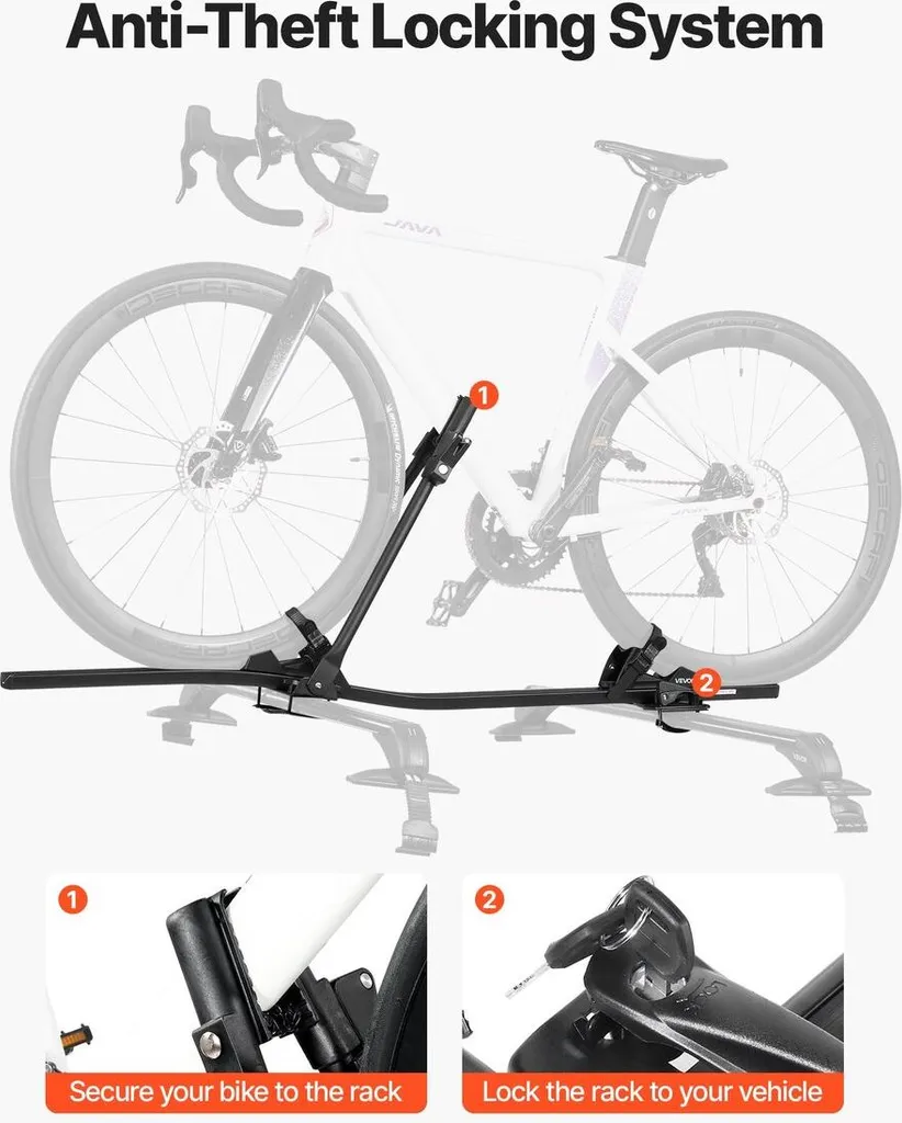 Support vélo de toit universel pour voiture avec fixation verticale PRO