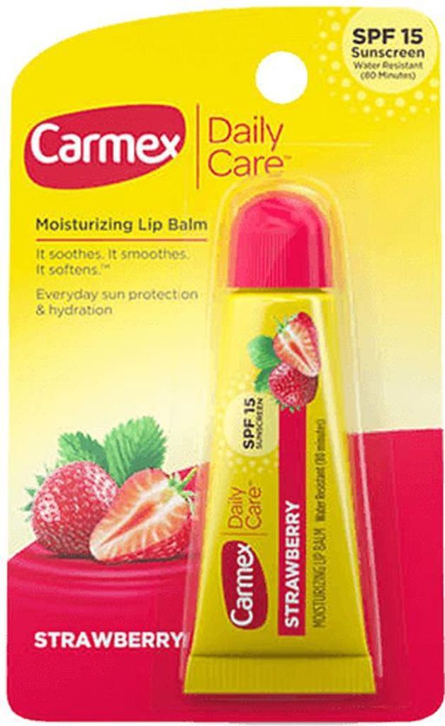 Lippenbalsem, Carmex, Daily Care, aardbeiengeur, SPF 15, Productafbeelding 