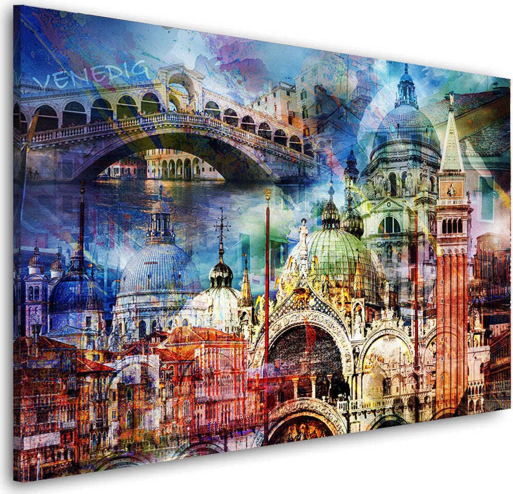 Pop Art Wahrzeichen Italien Wandbild Leinwandbild Kunstdruck XL Wanddeko: 90x60x2cm