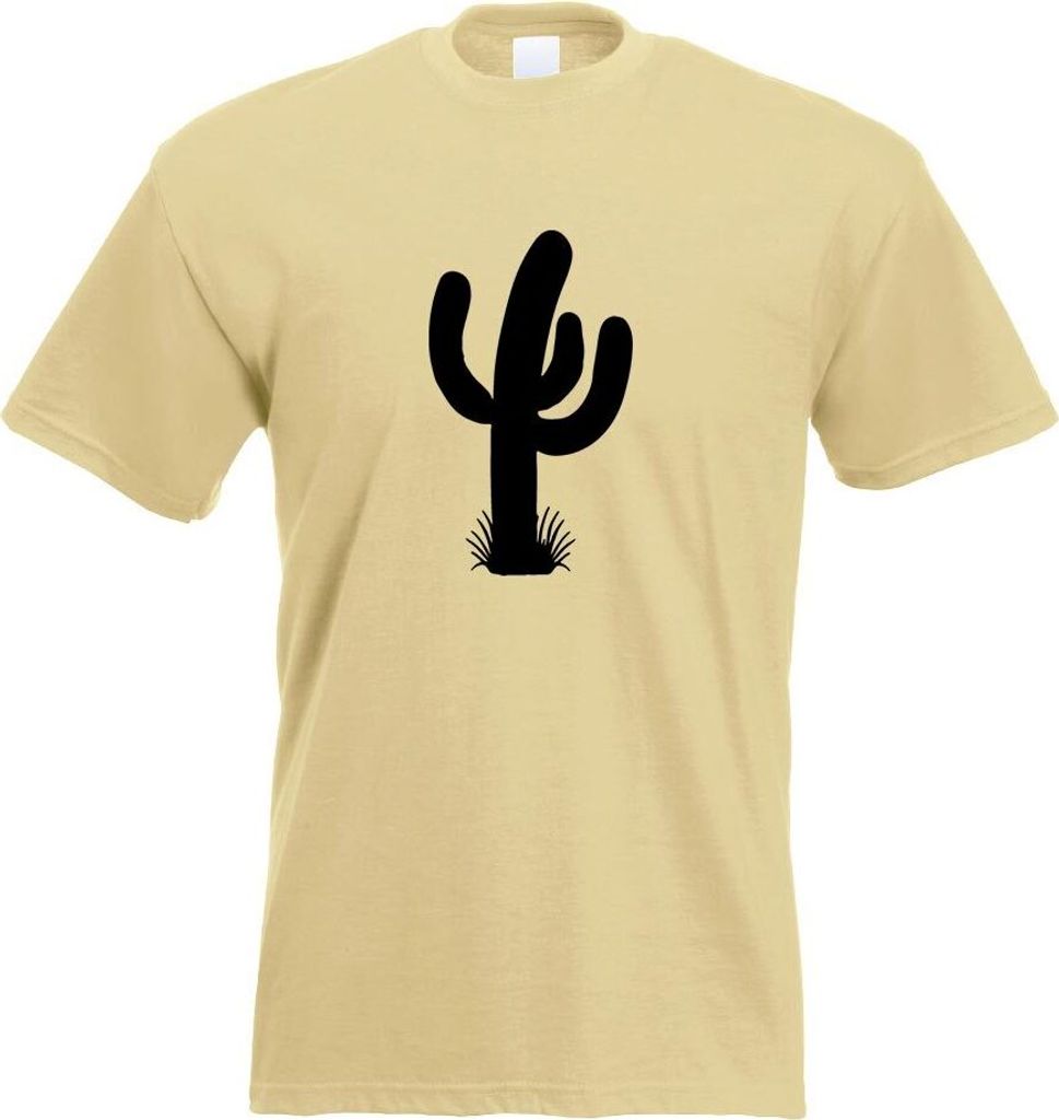 Kiwistar - T-Shirt - Khaki - Kaktus Saguaro Piktogramm Motiv Bedruckt Funshirt Design Print - mit Motiv Bedruckt - Funshirt Design - Sport - Freize...