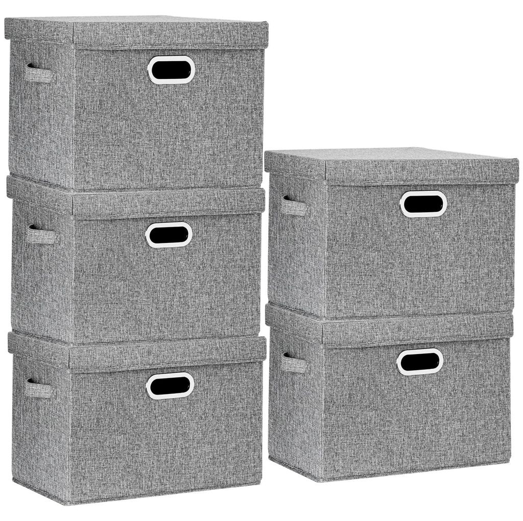 Große Aufbewahrungsbox mit Deckel, Stoff, faltbar, waschbar, 44 x 30 x 29 cm