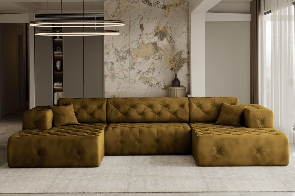 Kaiser Möbel Freistehendes Ecksofa LUX, stark gesteppte Produktbild 