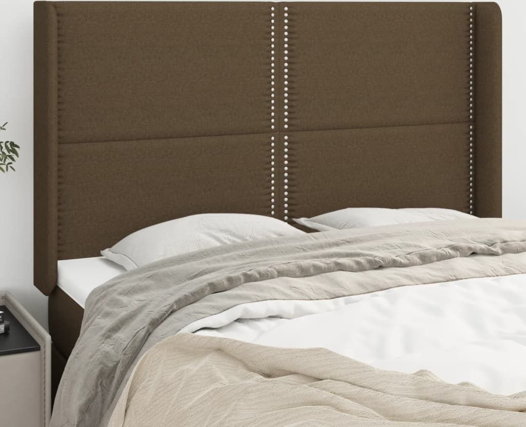 Maison Exclusive - Kopfteil mit Ohren Dunkelbraun 147x16x118/128 cm Stoff