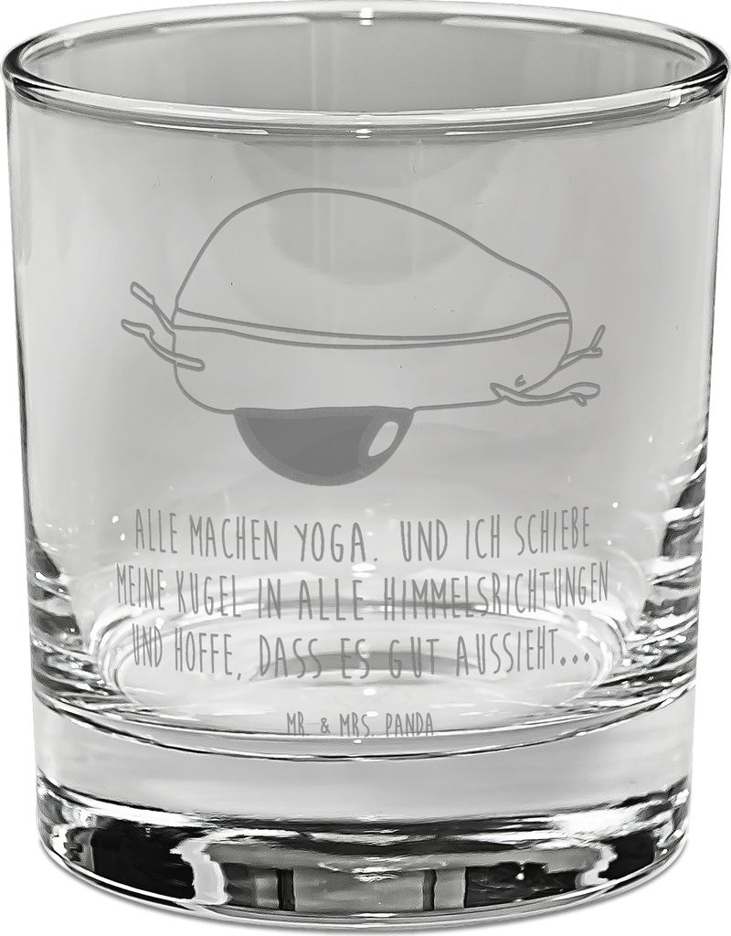 Mr. & Mrs. Panda Glas Avocado Yoga - Transparent - Geschenk, Bauch, Haha, Cocktailglas, Unsportlich, Tumbler, gravur, Humor, Hilfe, Longdrinkglas
