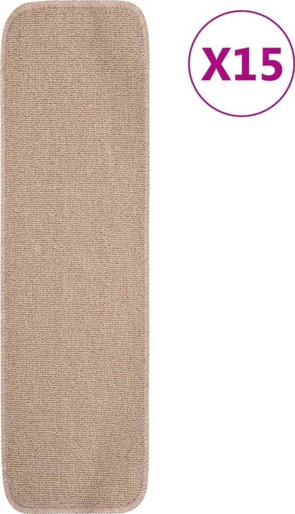 The Living Store Antirutsch Stufenmatten 15 Stk. 75x20 cm Beige Rechteckig