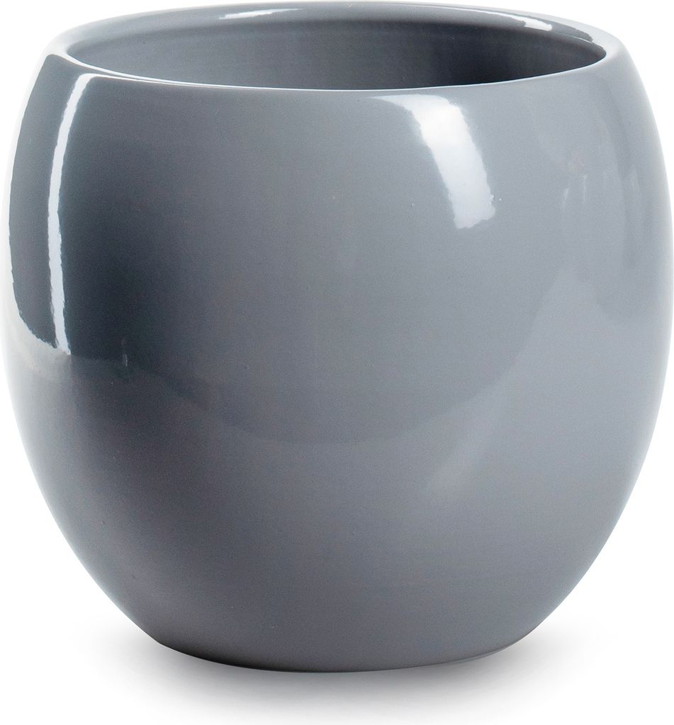 Blumenübertopf "Isadora" aus Keramik Übertopf - Ø 17 cm / H 15,5 cm - grau rund - Übertopf – Blumenübertopf Keramik