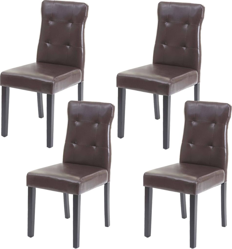 4er-Set Esszimmerstuhl MCW-E58, Stuhl Essstühle, MVG- Kunstleder braun, dunkle Beine