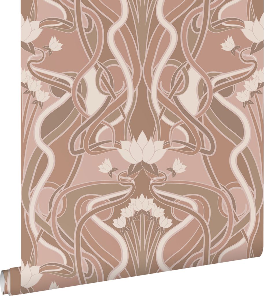 ESTAhome Tapete Blumenmuster im Jugendstil Altrosa 50 x 900 cm