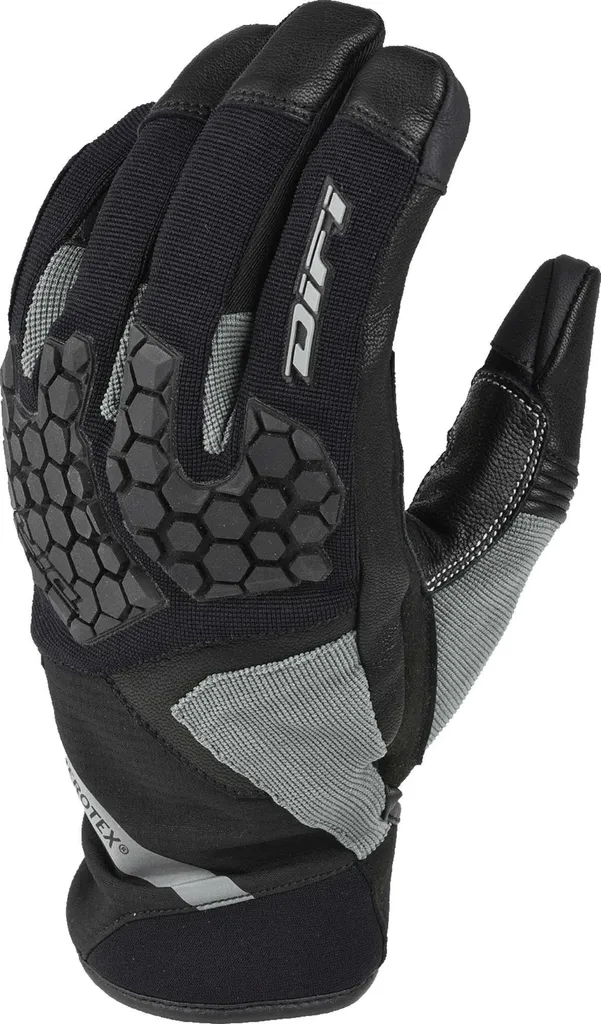 Gants de moto imperméables DIFI La Oroya Aerotex noir et gris taille M