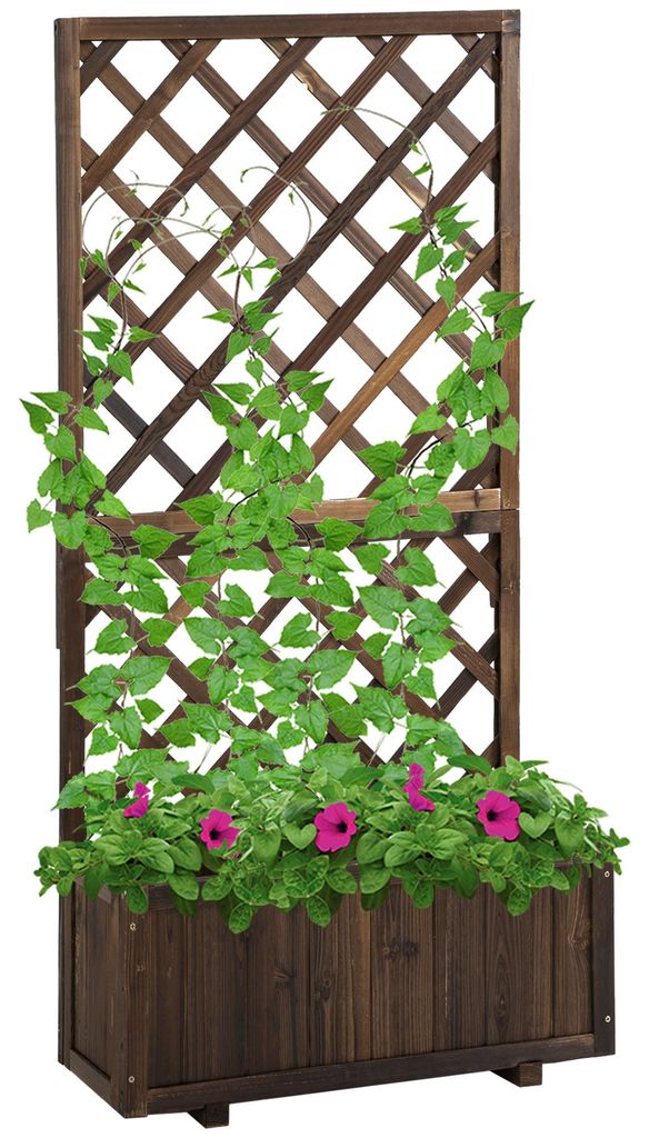 Hochbeet Pflanzenkasten mit Rankgitter. Spalier Pflanzkš¹bel. Blumenkasten Holz. 72.5x31.5x149.5cm fš¹r Garten Balkon Terasse. Blumenkš¹bel f...