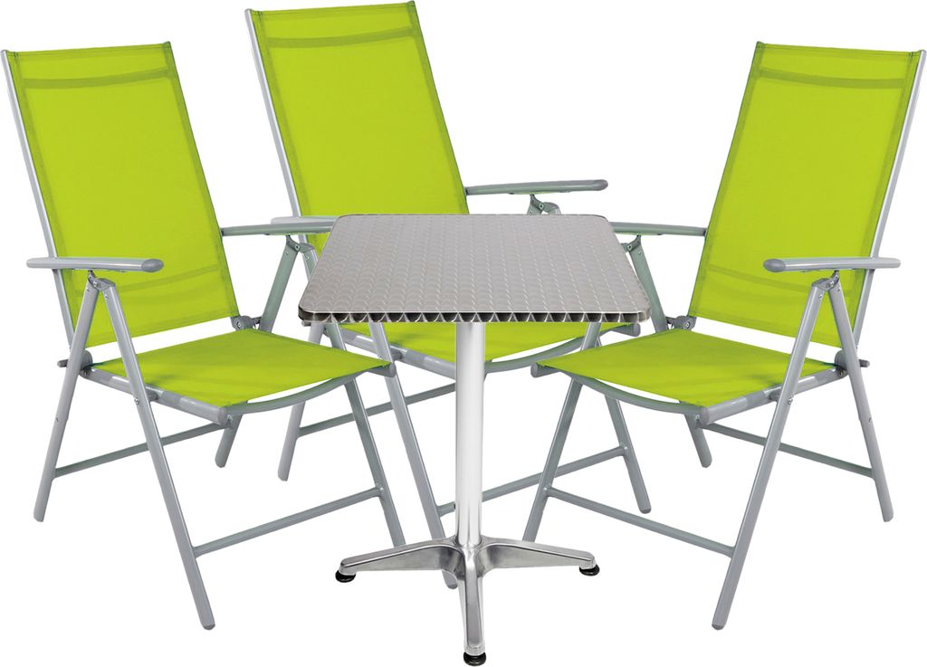 Bistrogarnitur 4-teilig Aluminium - Textilen / Lime Produktbild 