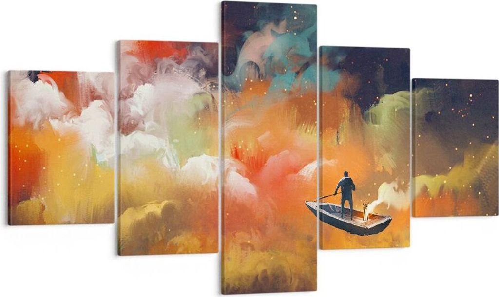 Bild auf Leinwand - Leinwandbild - Abstraktion Boot - 125x70cm - Wand Bild - Wanddeko - Wandbilder - Leinwanddruck - Bilder - Kunstdruck - Wanddeko...