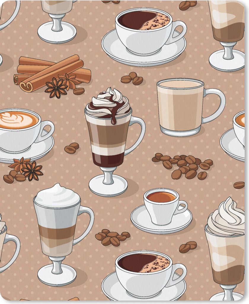 MuchoWow Mauspad Mousepad Muster - Kaffee - Cappuccino - Schokolade 30x40 cm - Mousepads - Maus Mat - Pad - Mausunterlage - Mausmatten