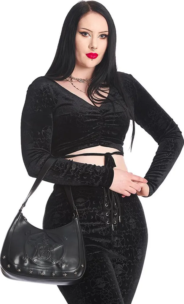 Sac à main brodé White Magic Banned - Accessoire Vegan Noir et Blanc