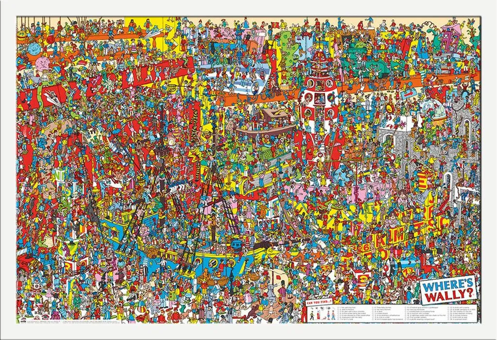 Cornice Shinsuke Bianco MDF con Poster Where's Wally - Design 61x91,5