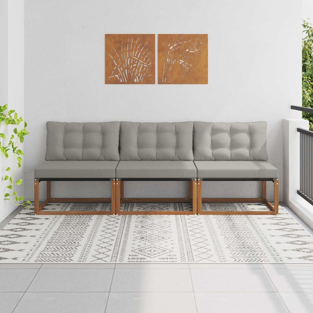 "SALE 2026"3 Stück Outdoor Mittelsofa/Couchgarnitur - CLORIS - Outdoor-Möbel - für Garten/Terrasse - Massivholz Akazie Natur - Gartensofas NeuM...