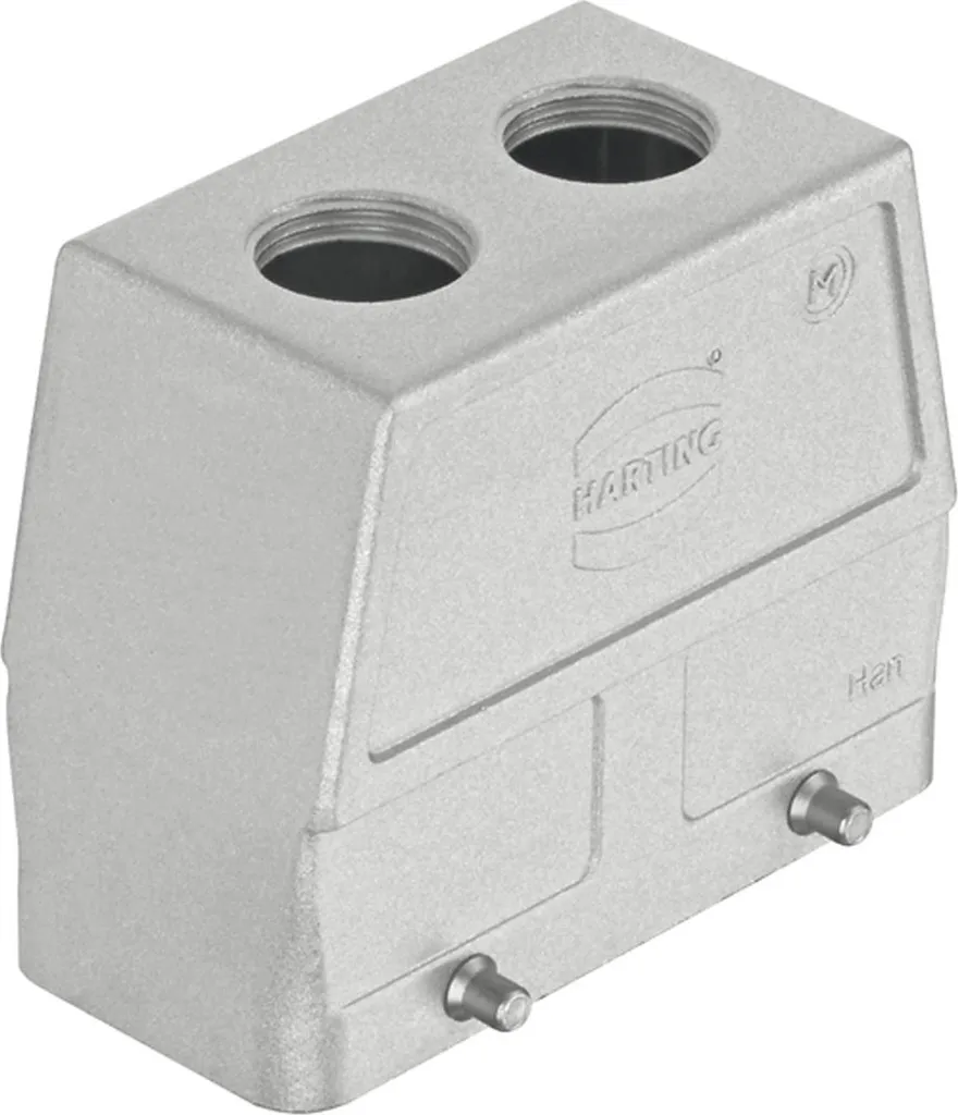 HARTING Han 16B EMC / High Temp Contenitore alto, 2xM25 uscita cavo diritta, per 2 staffe (nella parte inferiore) - 1 pezzo