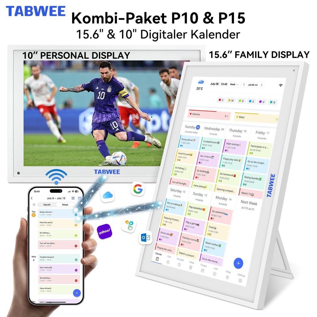 TABWEE P10 & P15 Kombi: Digitaler Kalender, 10,1" & 15,6" Produktbild 