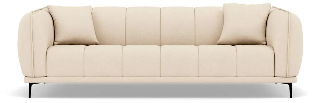 Aménagez votre salon avec le canapé 3 places Arsene velours beige doux
