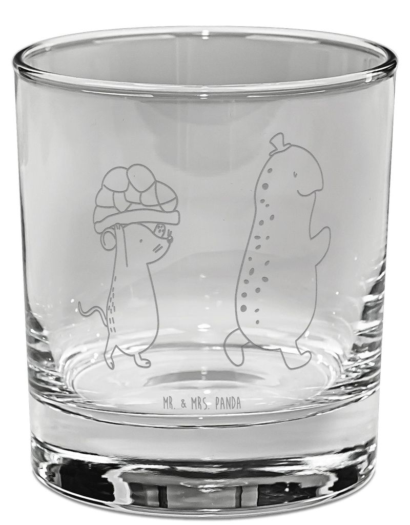 Mr. & Mrs. Panda Rocks Glas Schildkröte Maus - Transparent - Geschenk, Spirituosenglas, Beste Freunde, Whiskyglas, Gravur, Tumbler, Spazieren