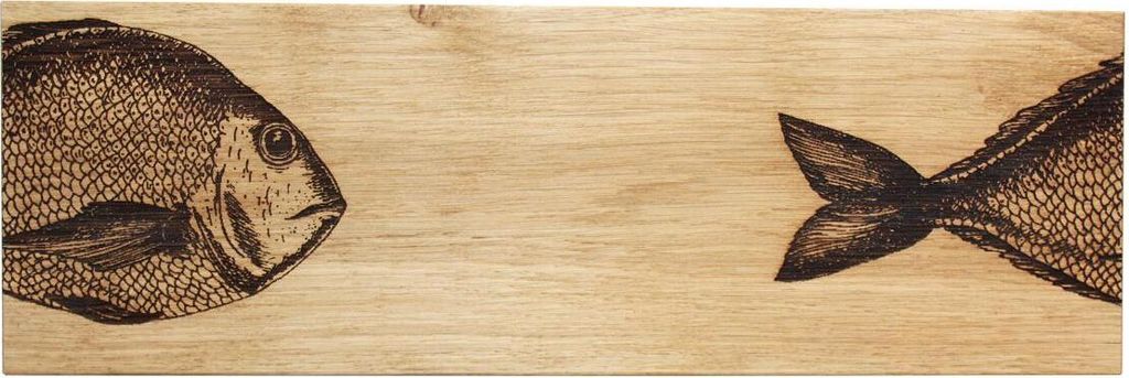 Selbrae House Servier-Brett Eichen-Holz Laser-graviert Fisch