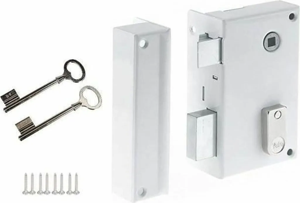 Serrure en applique Yale pour porte d'entrée et garage blanche 12,5x7x18