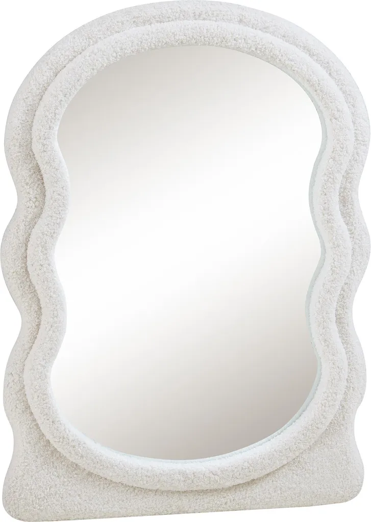 Miroir de salle de bain 80x60 cm Brummen cadre blanc effet pelucheux