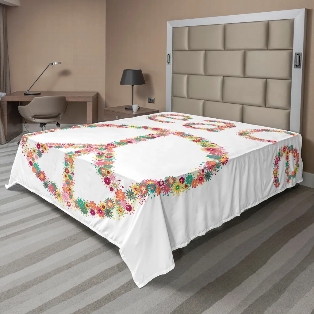 Drap plat décoratif imprimé fleurs sauvages multicolore 275 x 260 cm