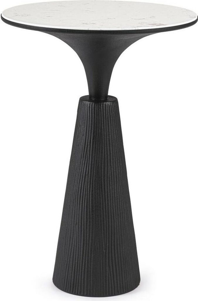 Couchtisch Rondel 51 x 51 x 72,5 cm Stahl Marmor Schwarz Weiß