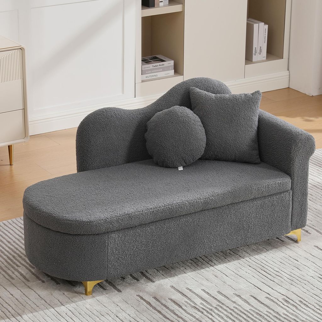 MODFU Chaiselongue Freizeitsofa Einzelsitz mit Lendenkissen und Nackenkissen Rückenlehne in Wellenform mit Stauraum Für kleine Wohnungen geeignet...