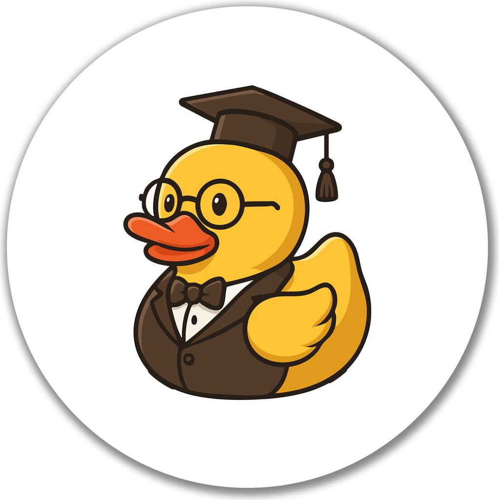Huuraa Aufkleber Quietscheente Professor Gummiente Lehrer 10cm rund Sticker Geschenkidee