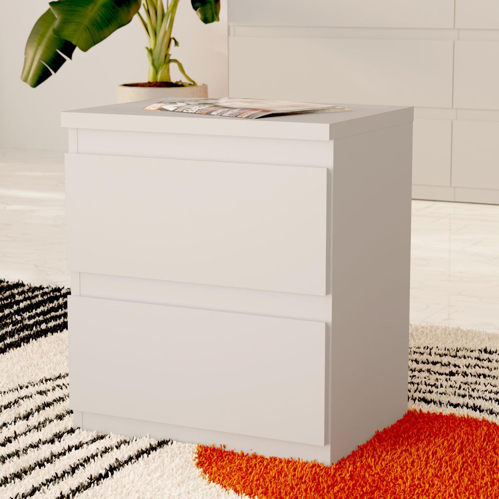 Forte EDMORE Kommode 40 45, moderner Nachttisch mit 2 Schubladen, Beistelltisch, Holzwerkstoff, Secret Grey, 41,8 cm breit x 49,3 cm hoch x 32,2 cm...