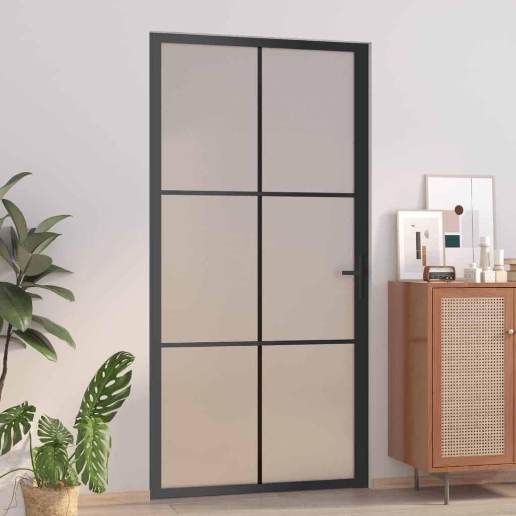 vidaXL Drzwi wewnętrzne 102,5x201,5 cm czarne matowe szkło Zdjęcie produktu 