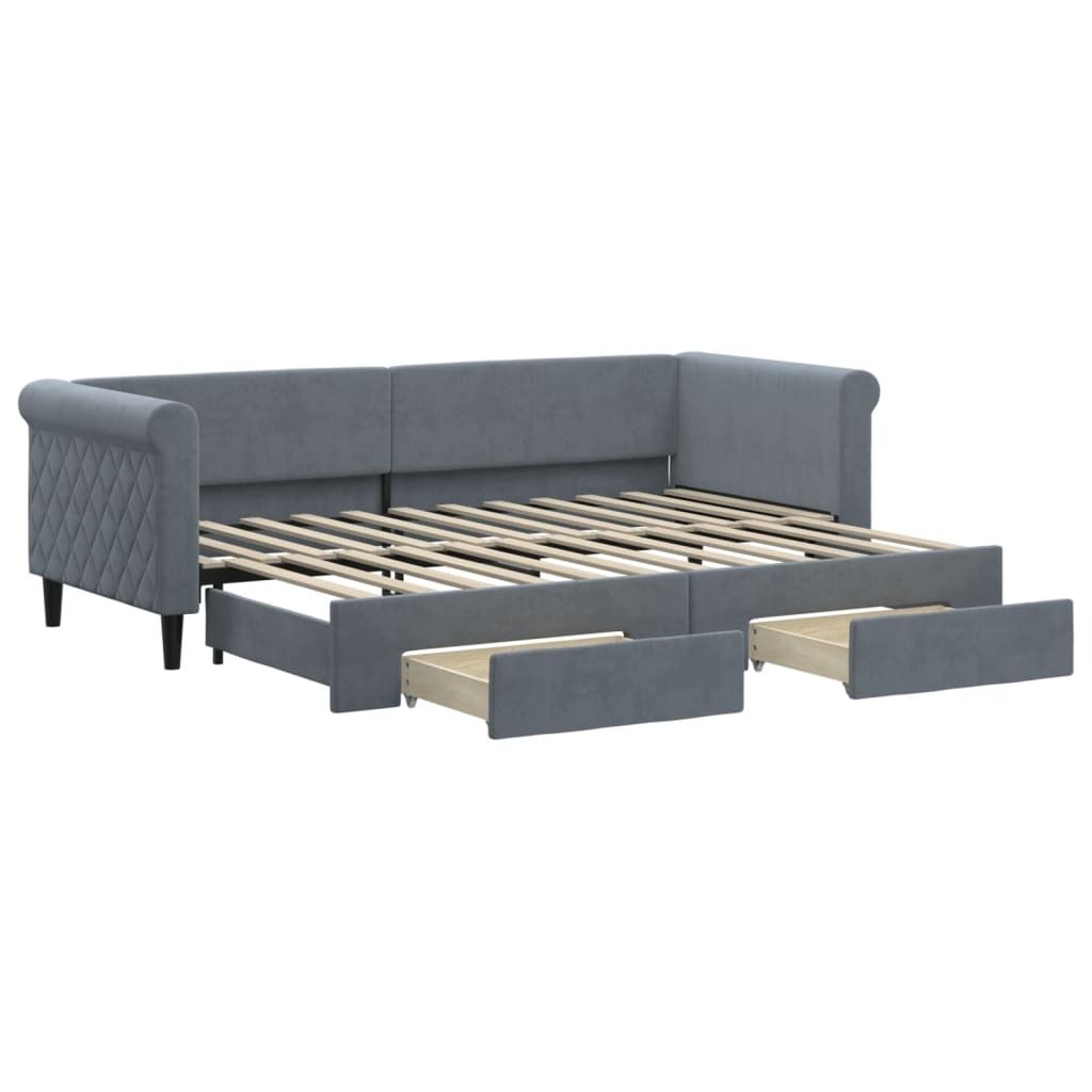 vidaXL Tagesbett Ausziehbar mit Schubladen Dunkelgrau 80x200 cm Samt