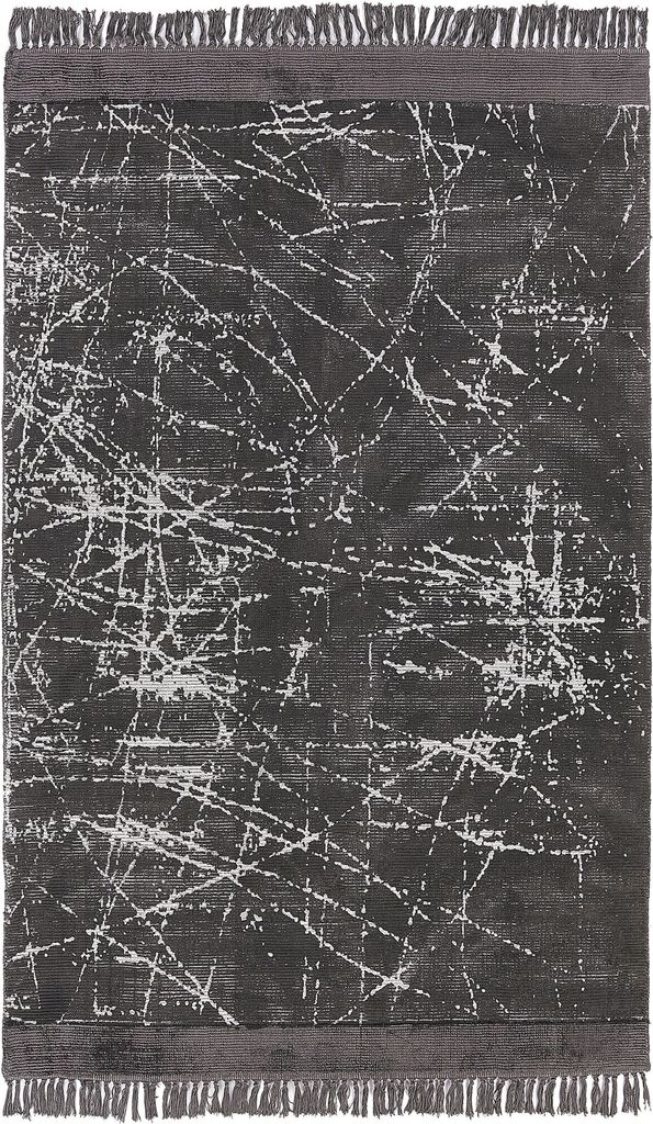 BELIANI Teppich Dunkelgrau Viskose 160 x 230 cm Kurzflor Abstraktes Design Rechteckig Wohnzimmer Schlafzimmer Flur