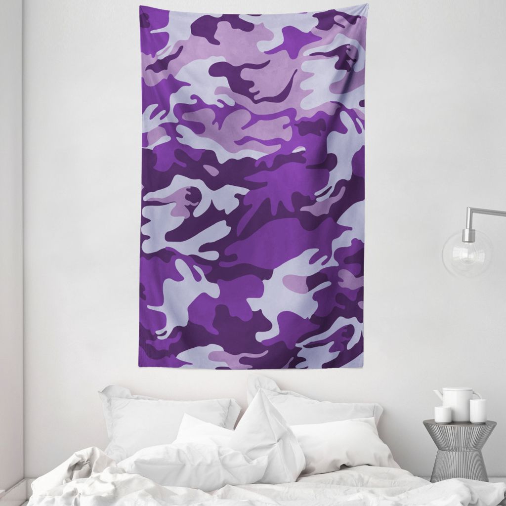 ABAKUHAUS Tarnen Wandteppich und Tagesdecke, Lila getönte Wellen aus Weiches Mikrofaser Stoff Waschbar ohne Verblassen Digitaldruck, 140 x 230 cm,...