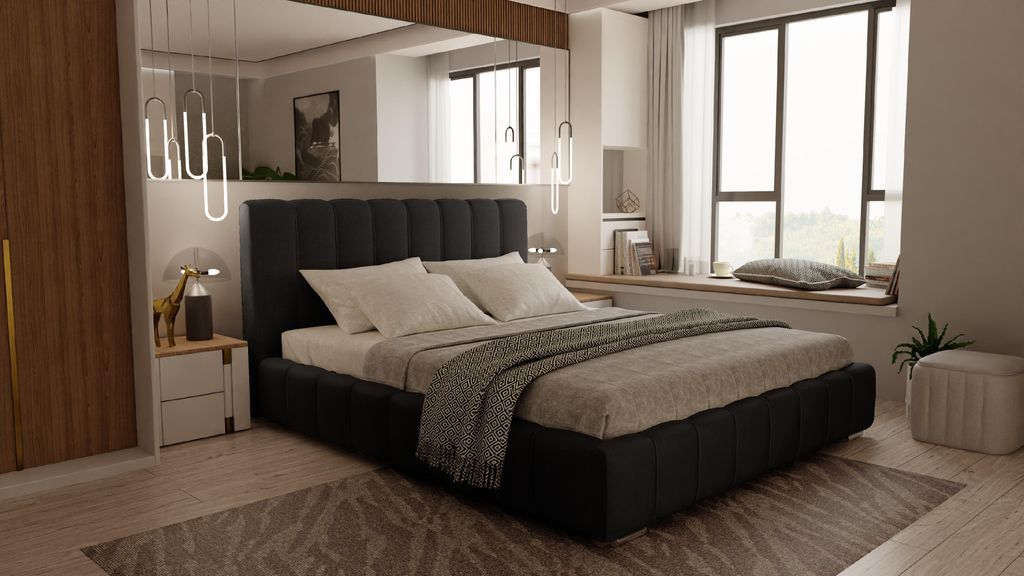 ADIDAR Sporting Polsterbett 200x200cm Doppelbett Holzrahmen Schwarz - Magic Velvet 2219 - mit Lieferung nach Hause