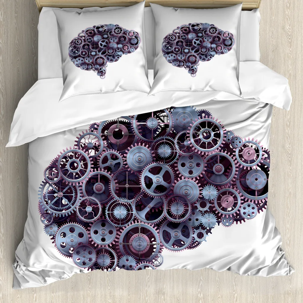 Set Letto Matrimoniale ABAKUHAUS Antiacaro - Grigio Rad Gehirn