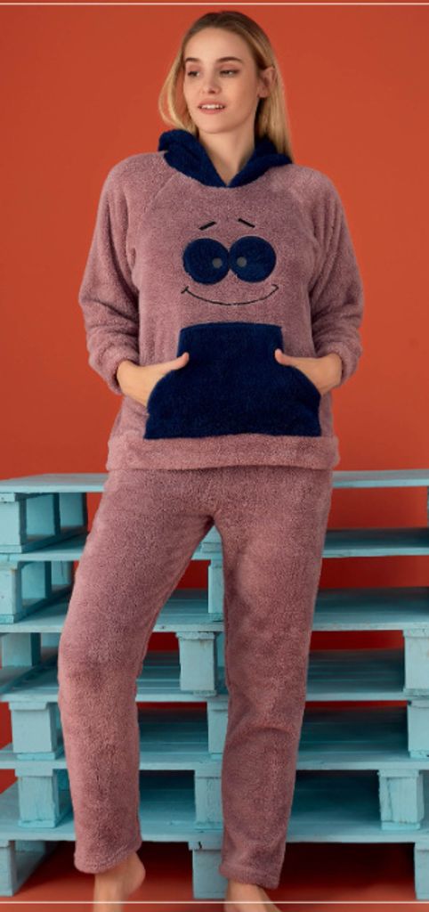 Damen Pyjama POLAR Schlafanzug Lila M 2-Teiler Set Lang Produktbild 
