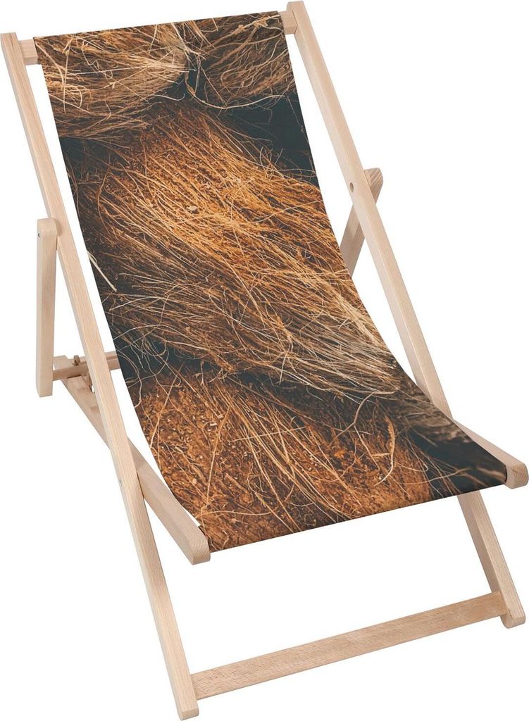 Dreamroots Liegestuhl klappbar Holz, Buchenholz bis zu 130 kg, Sonnenliege klappbar mit 3-stufiger Neigungsregulierung der Rückenlehne, Coconut