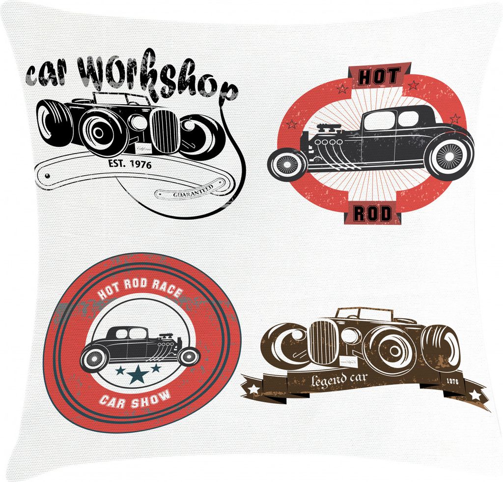 ABAKUHAUS Jahrgang Kissenbezug, Retro Autos Pop Art, Waschbar mit Reißverschluss Kissenhülle mit Farbfesten Klaren Farben Beidseitiger Druck, 40 ...