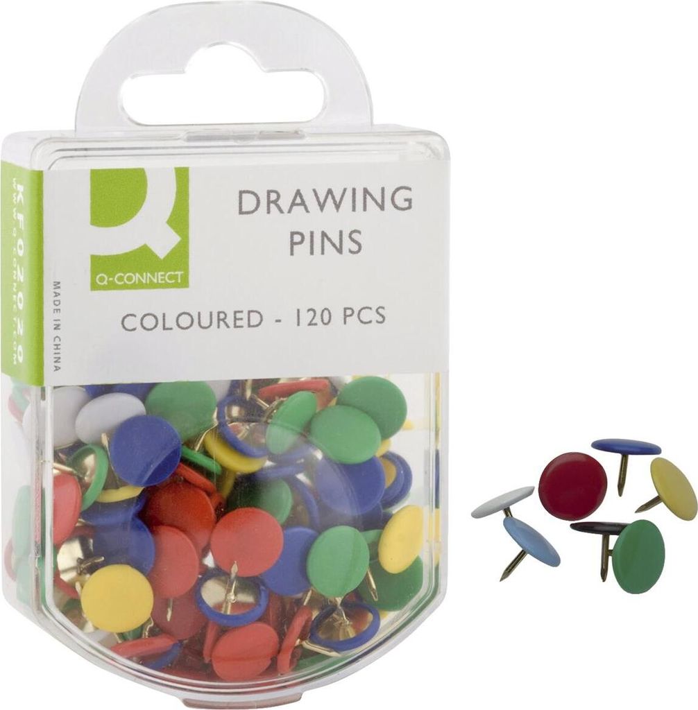 Q-Connect® KF02020 Reißnägel, kunststoffüberzogen, farbig Zdjęcie produktu 