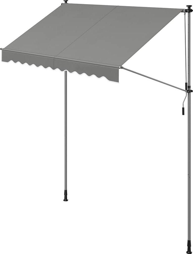 Klemmmarkise mit Handkurbel 250 x 120 cm grau