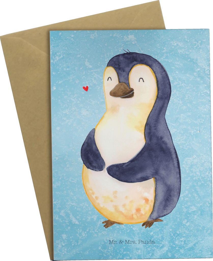 Mr. & Mrs. Panda Klappkarte Pinguin Diät - Eisblau - Geschenk, hochzeitskarten, Abnehmen, dankeskarten, weihnachtskarten, babykarte, Motivation, o...