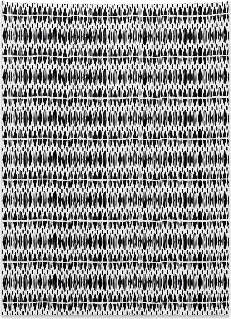 Abakuhaus Schwarz und weiß Wandteppich, Ethnische Motive aus Weiches Mikrofaser Stoff Kein Verblassen Klare Farben Waschbar, 110 x 150 cm, Weiß S...