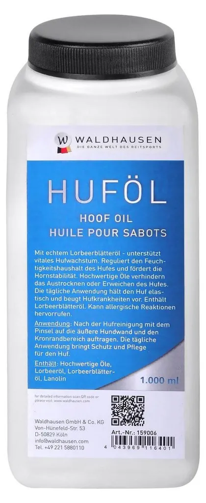 Soin des pieds chevaux : huile pour sabots au laurier 1L verte